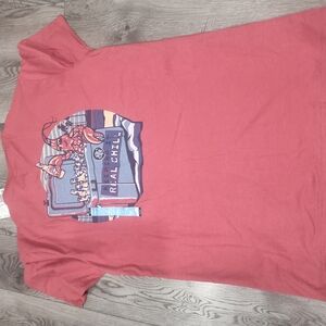 Izod Coral Red Graphic T-Shirt with Multicolor Print